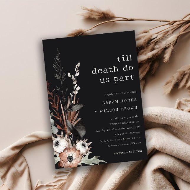 Convite Casamento Botânico Bótico Rust Negro (Criador carregado)