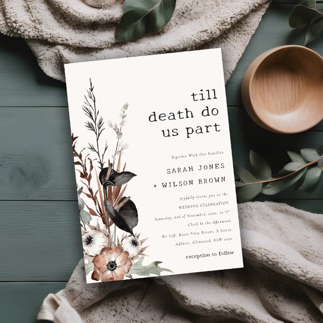 Convite Casamento Botânico Bótico Rust Negro (Criador carregado)