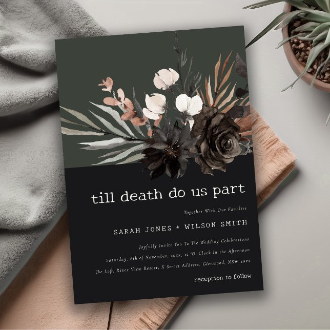 Convite Casamento Botânico Bótico Rust Negro (Criador carregado)