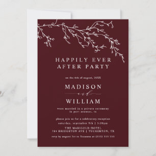 Convite Casamento Botânico Burgundy e Marfim Elegante