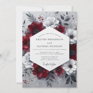 Convite Casamento Botânico Burgundy Moody