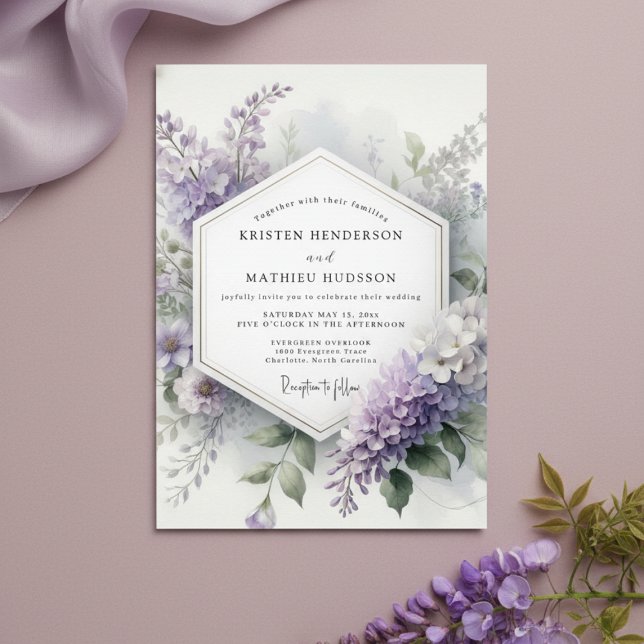Convite Casamento Botânico Caprichoso de Lavanda (Criador carregado)