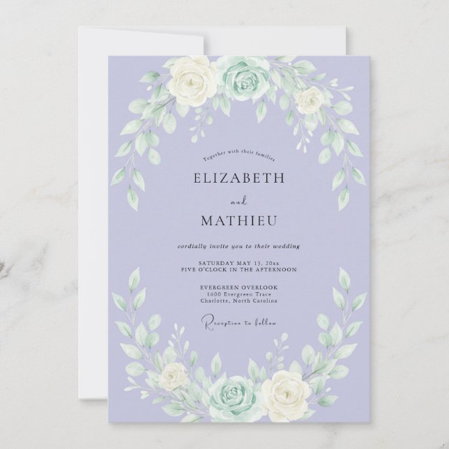 Convite Casamento Botânico Caprichoso de Lavanda (Frente)