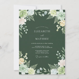 Convite Casamento Botânico Caprichoso Esmeralda