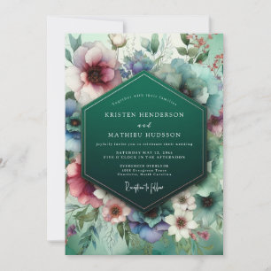 Convite Casamento Botânico Caprichoso Esmeralda