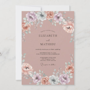 Convite Casamento Botânico Caprichoso Malva
