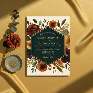 Convite Casamento Botânico Caprichoso Sienna