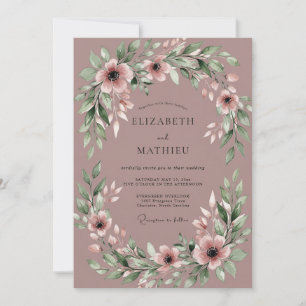Convite Casamento Botânico Cativante Rosa Malva