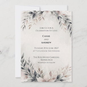 Convite Casamento Botânico com Blush de Carvão Mal-humorad