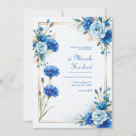 Convite Casamento Botânico com Centáurea Azul
