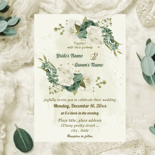 Convite casamento botânico com flores brancas sage