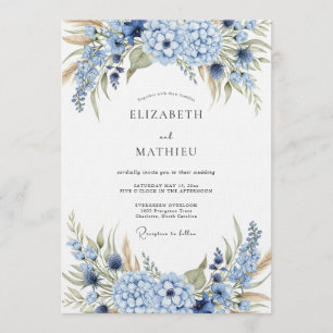 Convite Casamento Botânico com Hortênsia Azul