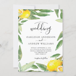Convite Casamento Botânico com Limão de Aquarela