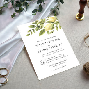 Convite Casamento botânico com limões e folhas
