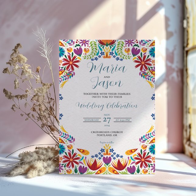 Convite Casamento Botânico das Flores de Nuestra Mexicana (Mexican Nuestra Boda Flowers Botanical Wedding Invitation)