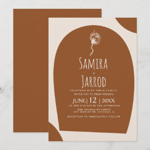 Convite Casamento Botânico de Arquitetura Natural Desenhad