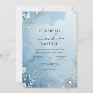 Convite Casamento Botânico de Azure Frost