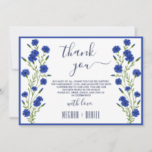 Convite Casamento Botânico de Cornflower Blue Obrigado