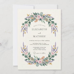 Convite Casamento Botânico de Flor de Lavanda