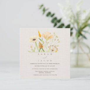 Convite Casamento Botânico de Flores Silvestres Simples