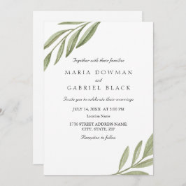 Convite Casamento botânico de folhas minimalista