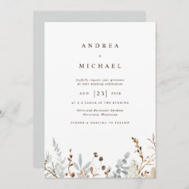 Convite Casamento Botânico de Frangos Selvagens de Inverno