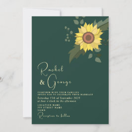 Convite Casamento Botânico de Girassol Esmeralda Verde