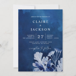 Convite Casamento Botânico de Indigo Azul