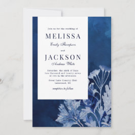Convite Casamento Botânico de Indigo Azul