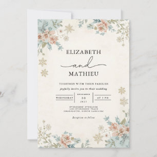 Convite Casamento Botânico De Inverno Floral Mutado