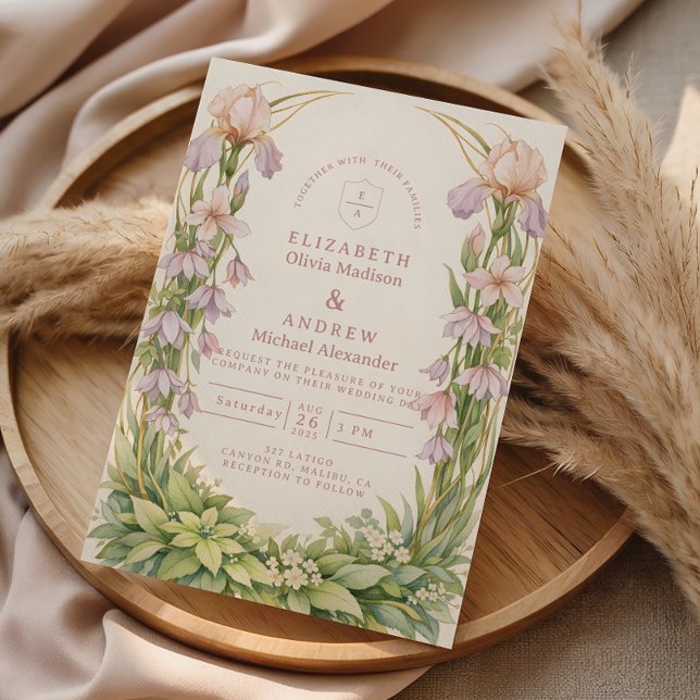 Convite Casamento Botânico de Íris Vintage (Criador carregado)