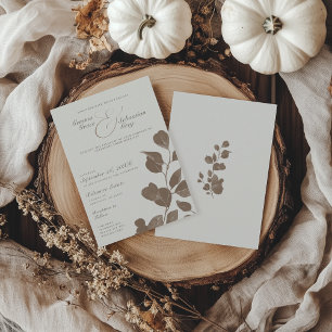 Convite Casamento Botânico de Ivory & Ash Fall