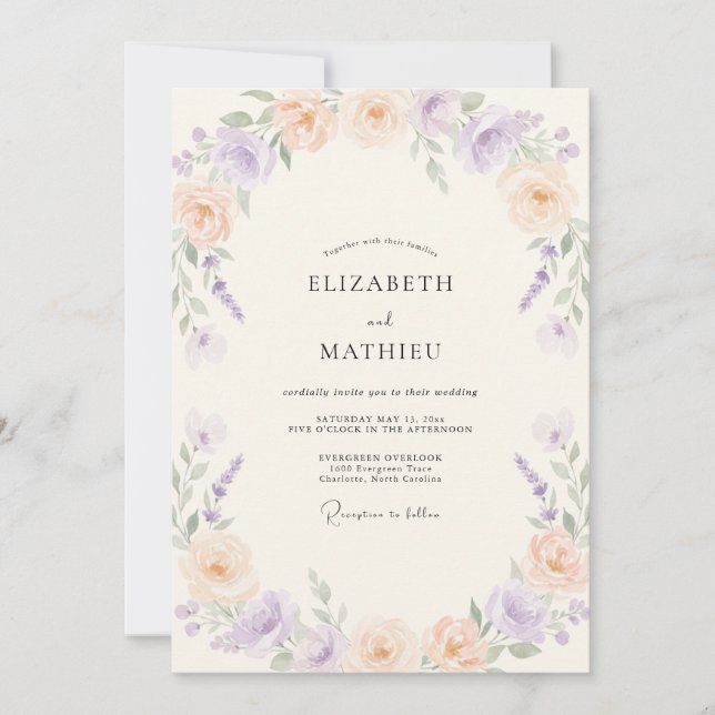 Convite Casamento Botânico de Lavanda (Frente)