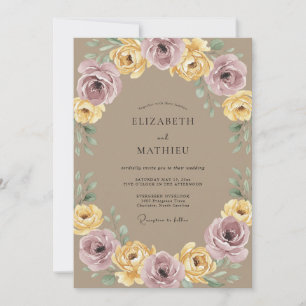 Convite Casamento Botânico de Louro Amarelo Malva