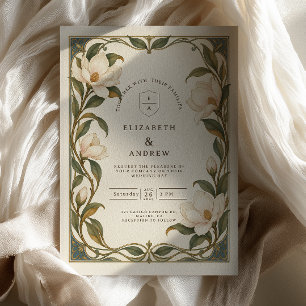 Convite Casamento Botânico de Magnólia de Marfim