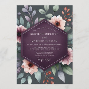 Convite Casamento Botânico de Outono Plum Moody