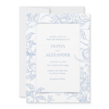 Casamento Botânico de Pássaros Florais Azul Francê