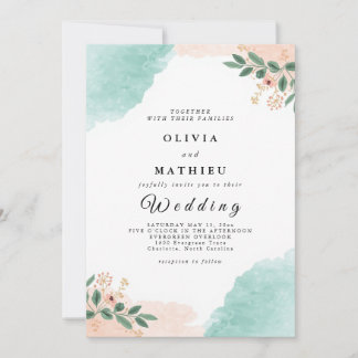 Convite Casamento Botânico de Pintura Mole