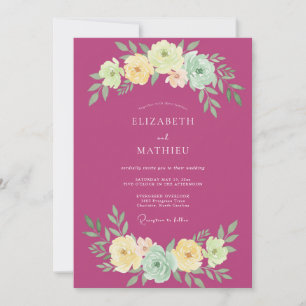 Convite Casamento Botânico de Verão com Fuchsia Gracioso