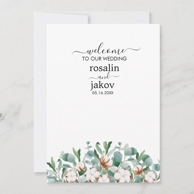 Convite Casamento Botânico de Verde Elegante (Frente)