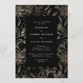 Convite Casamento Botânico Desenhado à Mão Elegante