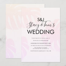 Casamento Botânico Desenhado à Mão Monstera Rosa