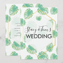 Convite Casamento Botânico Desenhado à Mão Monstera Tropic