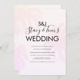 Convite Casamento Botânico Desenhado Pela Mão De Monstera 