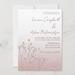 Convite Casamento Botânico Dourado Elegante Rosa