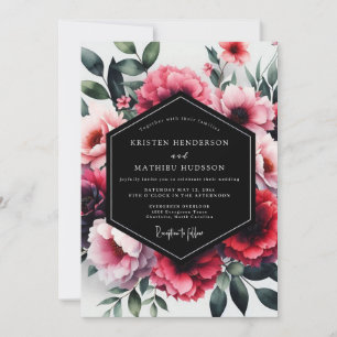 Convite Casamento Botânico Dramático Magenta