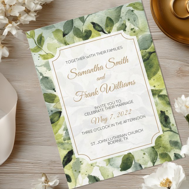 Convite Casamento Botânico Elegante (Watercolor Botanical Wedding Invitation)