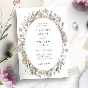 Convite Casamento Botânico Elegante com Flores Rosas