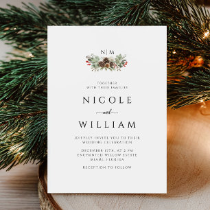 Convite Casamento Botânico Elegante de Natal
