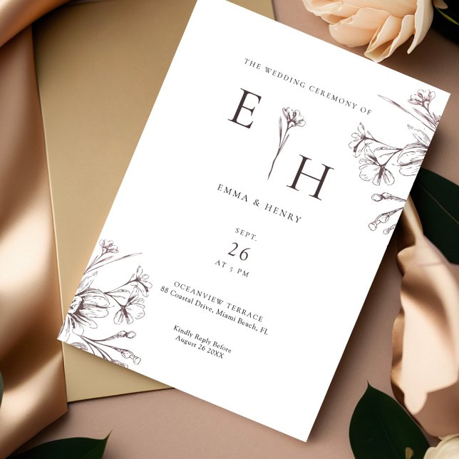 Convite Casamento Botânico Elegante e Minimalista (Criador carregado)